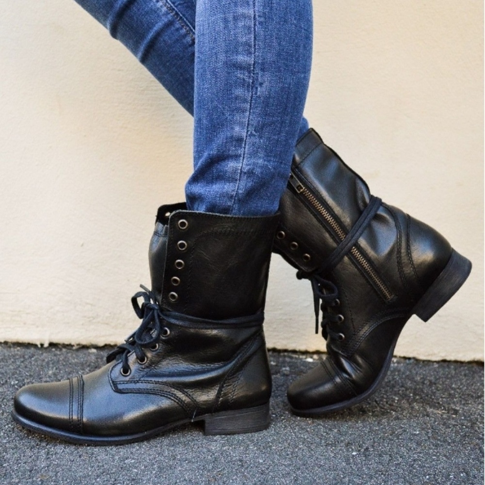 Steve Madden Troopale Black Combat Boots